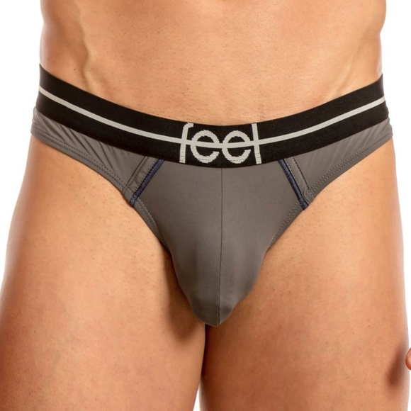 feel Other - feel underwear Medium high cut boy bikini gray black blue 30-32 NWT